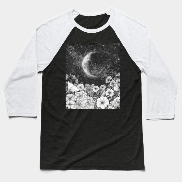 Moonlight in the Garden Baseball T-Shirt by ECMazur